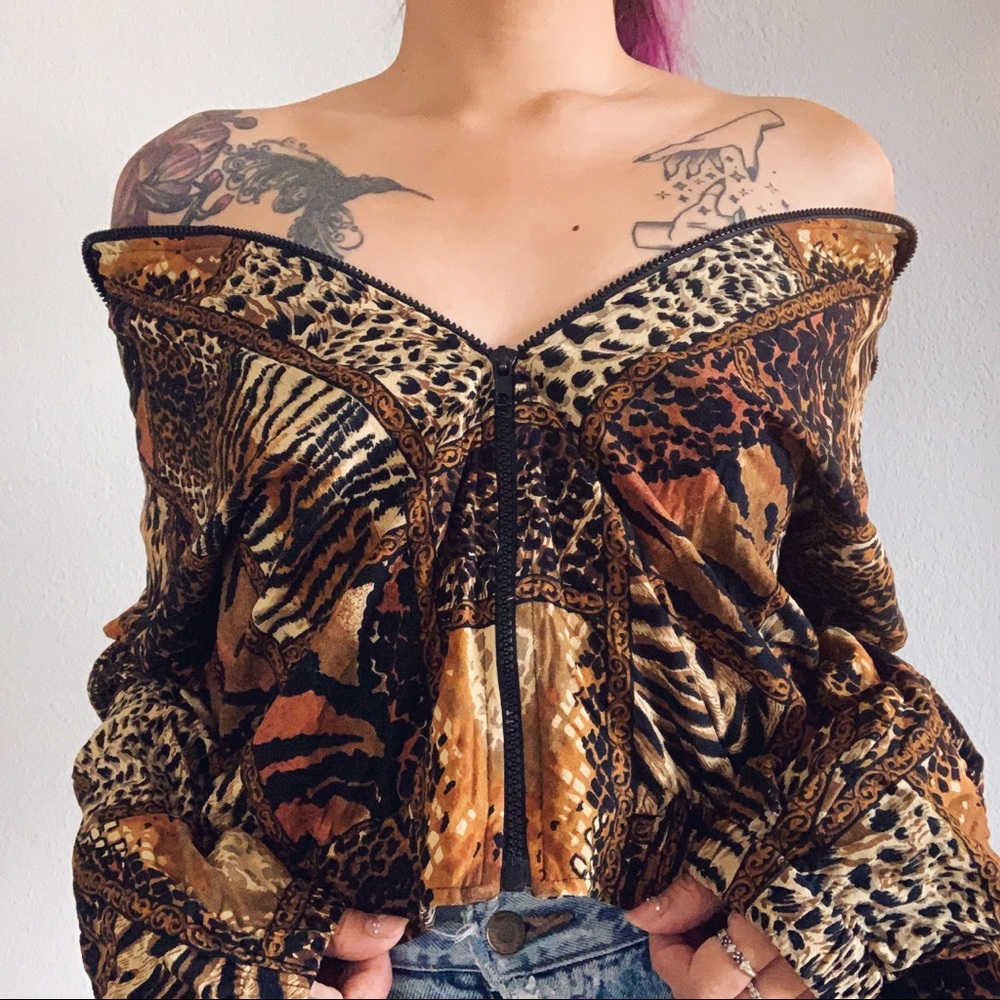 Vintage animal print bomber jacket